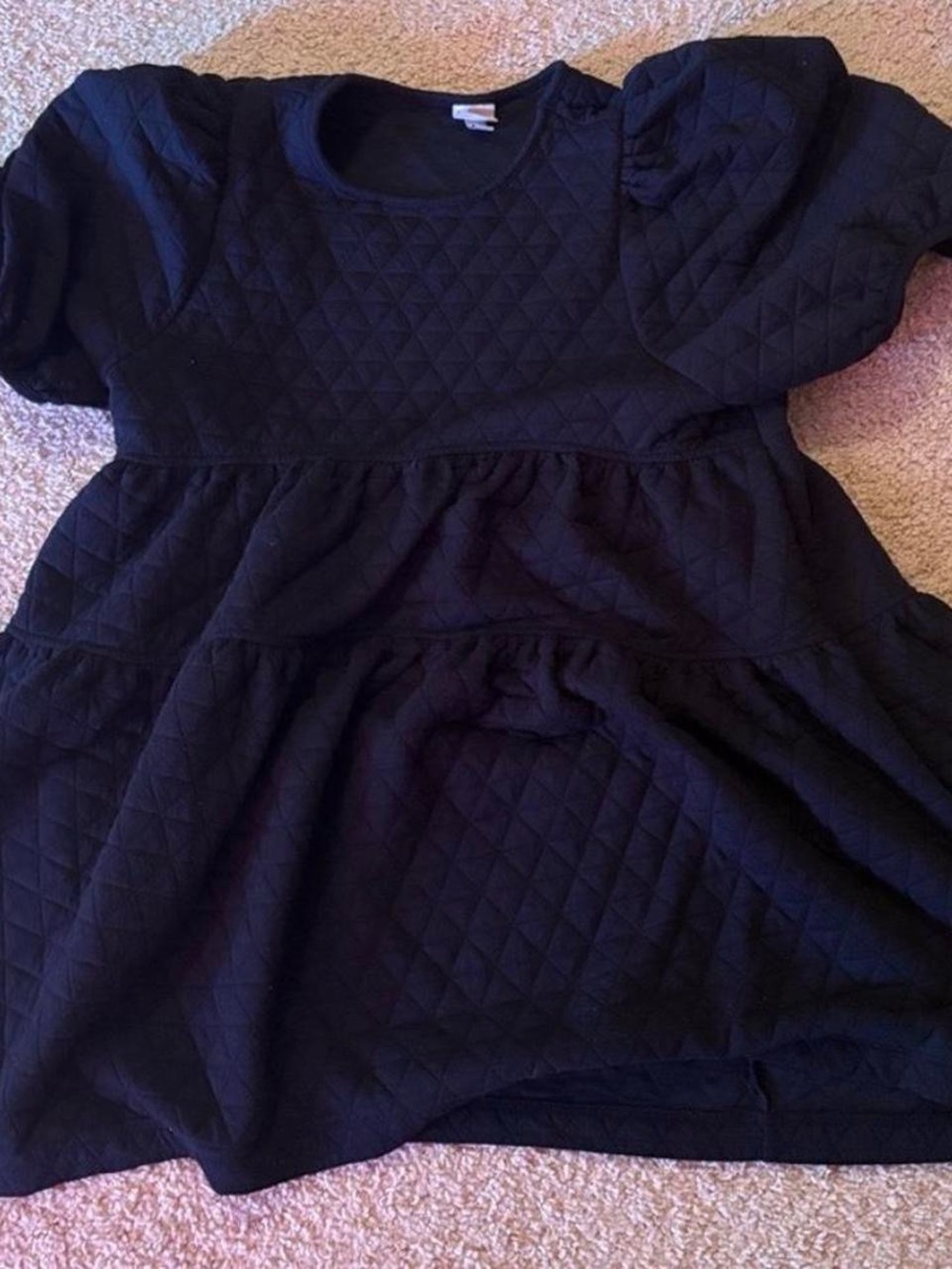 Black Checkered Babydoll Dress